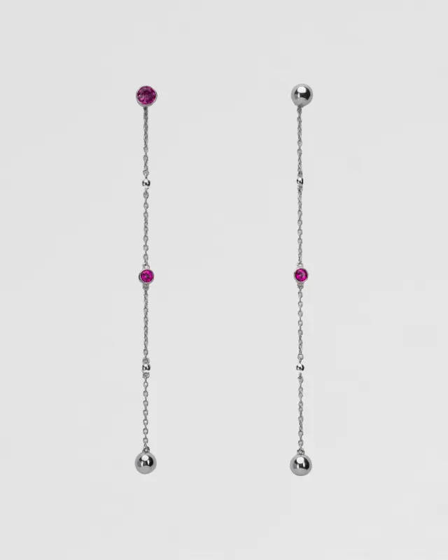 Пусеты двусторонние с подвесом и топазами