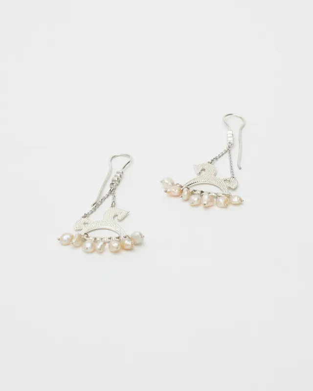 Серьги Лошадки с бриллиантами и жемчугом