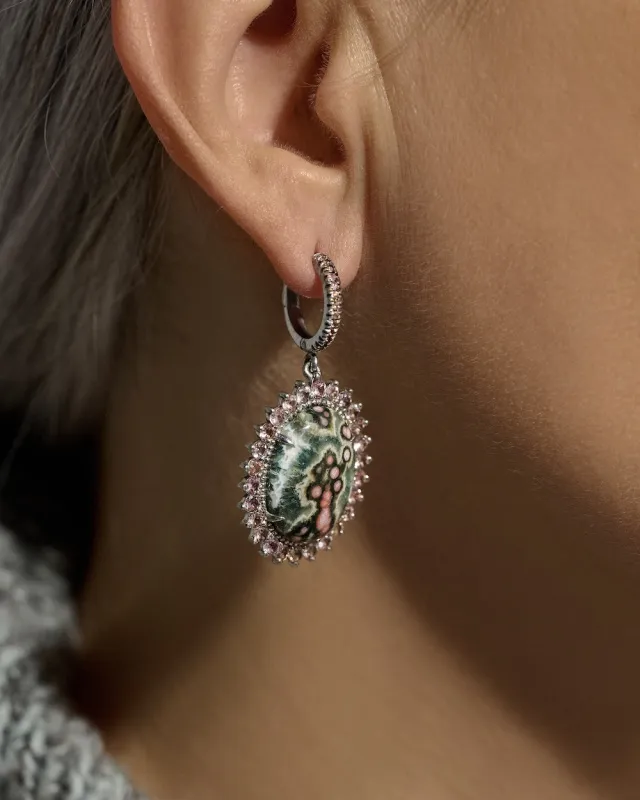 Серьги с океанической яшмой и турмалинами
