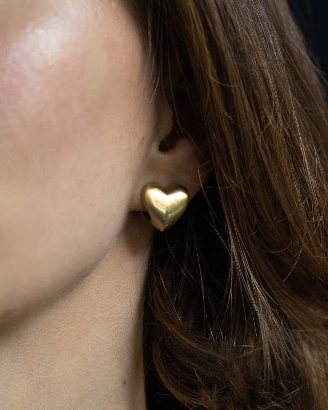 Серьги Сердце с позолотой satin