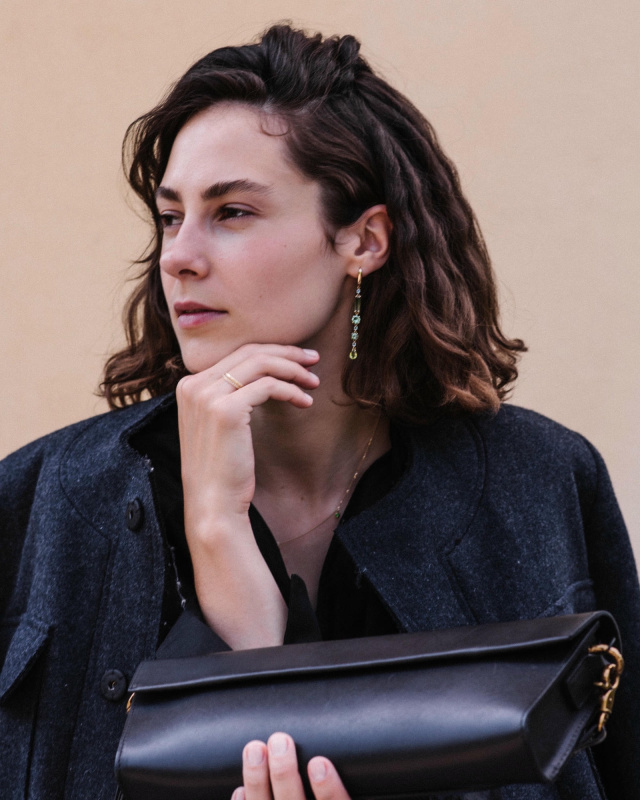 Серьги с турмалинами и празиолитами